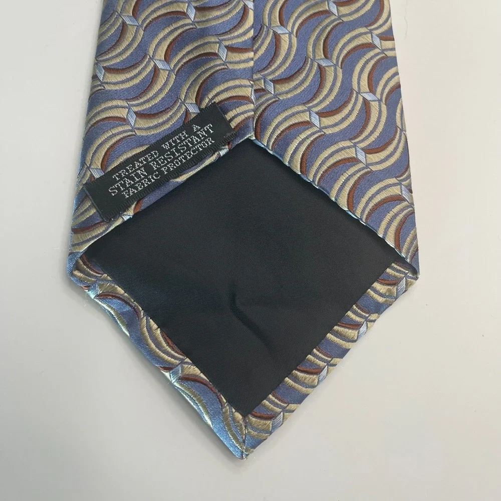 Geoffery Beene Handmade Modern‎ Silk Tie Silver, Gold, Brown 59